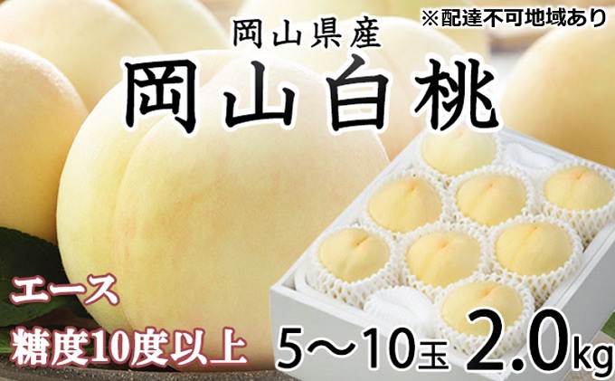 桃 2025年 先行予約 岡山 白桃 エース 5～10玉 約2kg JAおかやまのもも（早生種・中生種） もも モモ 岡山県産 国産 フルーツ 果物 ギフト