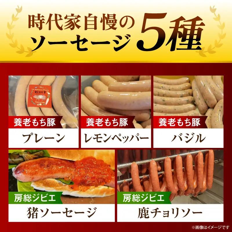 時代家ソーセージ5種詰め合わせ＋チャーシュー約500ｇ1個