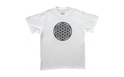 Tシャツ フラワー・オブ・ライフ 麻炭 白 (半袖 150サイズ)【1618289】