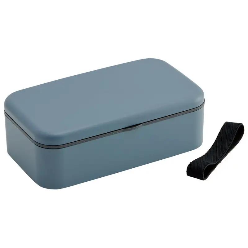 箸付き 弁当箱 1000ml 1段 ランチボックス お弁当 18cm 大人 メンズ バイオマス スケーター skater PLB10HB アッシュブルー 子供 食洗機可 電子レンジ可 仕切付 ランチベルト 〈スケーター株式会社〉   6-308