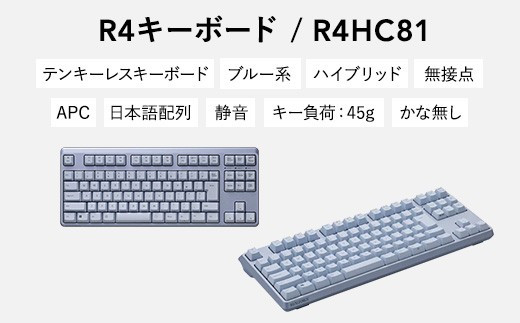 東プレ REALFORCE R4 キーボード 日本語配列 テンキーレス 45g メタリックブルー （型式：R4HC81）