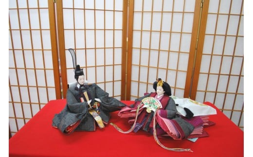 
            正絹大島紬・泥染め・お雛様単品［森田人形製作］ひな人形　雛人形 No.330
          