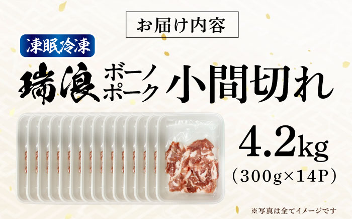 瑞浪ボーノポーク 小間切れ 4.2kg (300g×14P) 瑞浪市 / マルチョウ渡辺精肉店 冷凍 凍眠 真空 パック 豚肉 国産 こま切れ 小分け お取り寄せ [AZCW036]