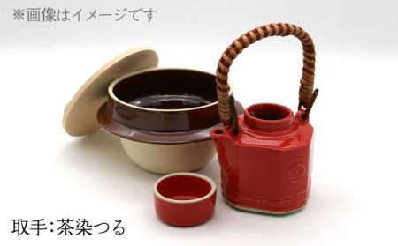 【美濃焼】高田焼 駅弁 容器 セット (赤色) 茶染つる【まる忠】 土瓶 セット 美濃焼 高田焼 焼き物 お弁当 駅弁 炊き込みご飯 鉄道 釜飯 [TCN017]