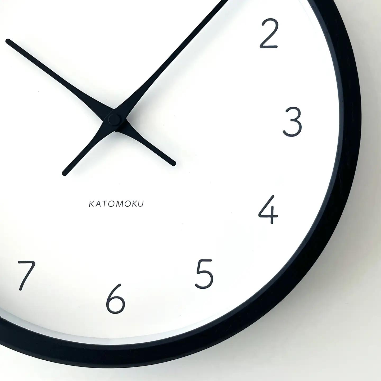 KATOMOKU muku clock 7 ≪km-60BK≫木製掛け時計(ブラック/スイープムーブメント(連続秒針))【B25-BK-1】