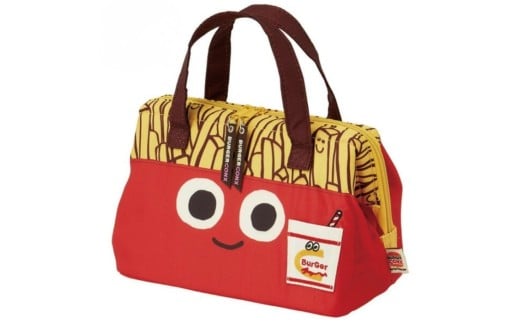 がま口型ランチバッグ バーガーコンクス（ポテト）＜ skater＞KGA1_4973307528712 ランチバッグ 保冷 保温 Wファスナー式 ポケット付き 内側アルミ蒸着仕様 バーガーコンクス BURGER CONX 男の子 女の子 奈良県 奈良市 なら 5-124