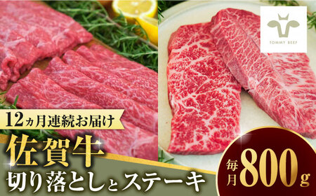 【全12回定期便】佐賀牛 至福の切り落としと赤身ステーキ食べ比べ 計9.6kg / 牧場直送 ブランド牛 和牛 黒毛和牛 小分け / 佐賀県 / 有限会社佐賀セントラル牧場 [41ASAA226]