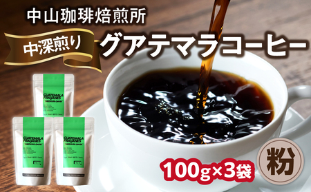 自家焙煎コーヒー 中深煎り グアテマラ 100g×3袋【粉】 中山珈琲焙煎所 コーヒー 珈琲 自家焙煎 京都府 木津川市 056-15-02
