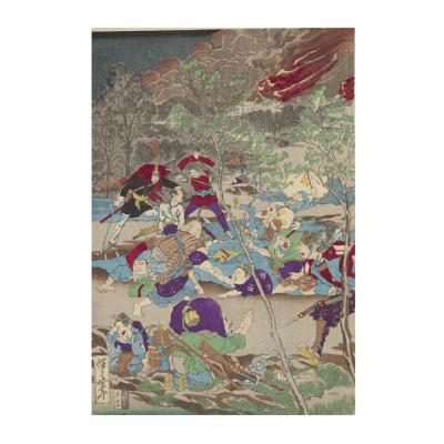 ふるさと納税 名古屋市 オリジナル【レプリカ浮世絵(3枚絵)河鍋暁斎作「明治元戊辰年五月十五日 東台戦争落去之図」】 |  | 01