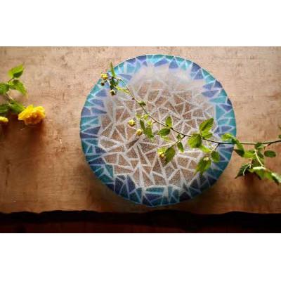 ふるさと納税 米原市 ガラスのお皿「MOZAIC PLATE」ブルー
