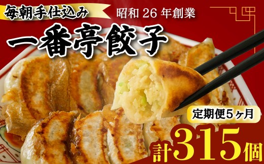 定期便 5ヶ月 冷凍餃子 63個 21個入り× 3箱 手仕込み 老舗 一番亭 モチモチ 皮 野菜 たっぷり 豚肉 満足感 晩ごはん 家族 お裾分け 子ども 弁当 惣菜 お取り寄せ 家庭用 餃子セット 冷凍食品 中華 三島市 静岡県