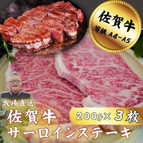 佐賀牛サーロインステーキ 200g×3枚：B250-023