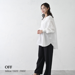 【THE INDUSTRY WORKS】袖リブ仕様ブラウス（オフ）・1着　TIW-W039（55-28-WH） レディース ブラウス