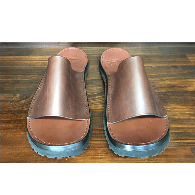 【ふるさと納税】レザーサンダル（ブラウン）サイズ8（26～26.5cm）【キャッスルファイブレザーアート】 ファッション 靴 シューズ 牛革