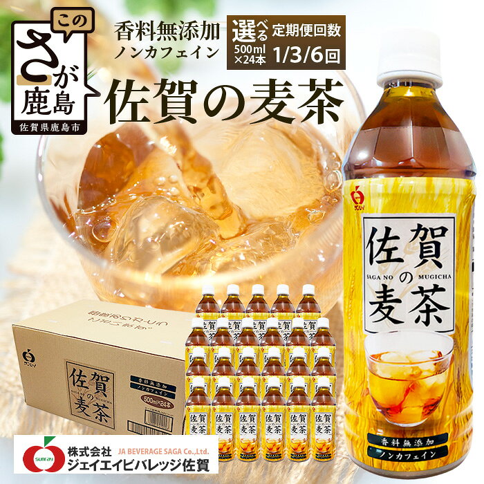 【ふるさと納税】工場直送！佐賀の麦茶 500ml×24本 | 1回 3回 6回 定期便 《佐賀県産大麦焙煎》 無添加 無香料 香ばしい 自然派 飲み物 飲料 飲料 大麦 国産 佐賀県産 水分補給 ドリンク お茶 茶 焙煎麦 ストック まとめ買い 備蓄 備え ケース 佐賀県 鹿島市 送料無料 B-460