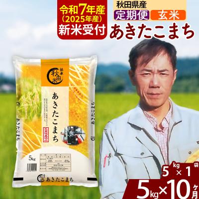 ふるさと納税 北秋田市 R7年産 新米受付《定期便10ヶ月》あきたこまち 5kg【玄米】|msrf-20310
