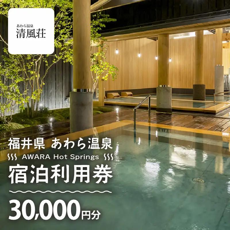 あわら温泉 宿泊利用券 30,000円分 ／ 宿泊券 利用券 旅館 ホテル チケット ペア 観光 旅行 源泉 大浴場 露天風呂 [aw013-j011]