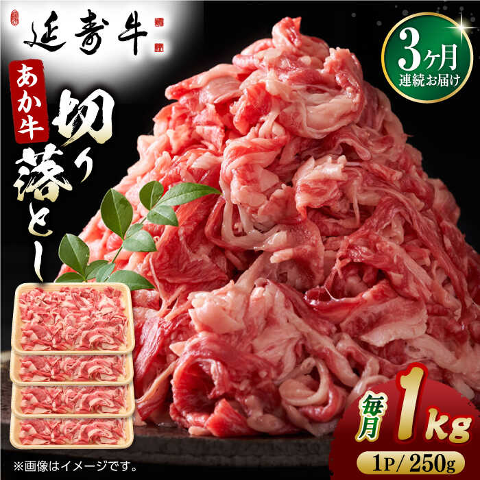 【ふるさと納税】【3回定期便】熊本県産 延寿牛 あか牛 切り落とし 約 250g×4P 牛肉 切り落とし 小分け 国産 和牛 ブランド牛 小分け 冷凍 肉 牛こま こま肉 肉じゃが 炒め物 野菜炒め 使い方色々 ヘルシー 九州産 熊本産 山鹿市 送料無料【有限会社 九州食肉産業】[ZDQ101]
