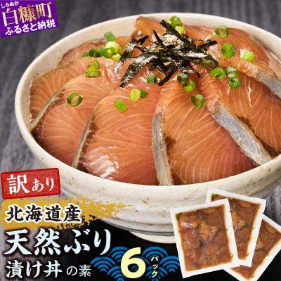 ふるさと納税 白糠町 北海道産 天然ぶり (ハマチ) 漬け丼の素 600g (りゅうきゅう100g×6袋)