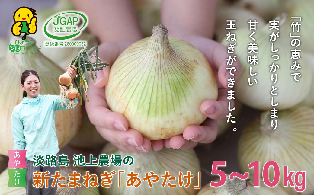 
                  【新たまねぎ】淡路島　池上農場の「あやたけ」5kg・10kg【発送時期：2026年3月下旬～5月頃】
                
