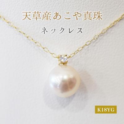 ふるさと納税 天草市 真珠 ネックレス 8-8.5mm ホワイトピンク 6月 ムーンストーン K18YG_S101-517