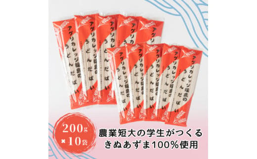 福島県農業短期大学校で収穫されたきぬあずまを100%使用「アグリカレッジ福島のうどんだばい」　10束【1513309】