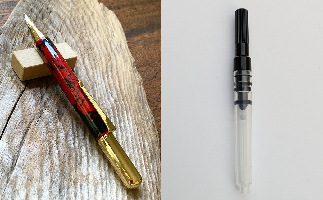 虫食い（赤黒）研ぎ出し 万年筆N（G）