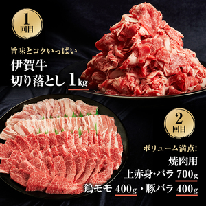 伊賀牛 定期便 6ヶ月 切り落とし ユッケ タン 伊賀牛