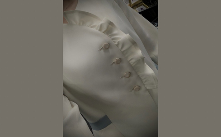 COEL×JapanHerbalEstheticAssociationコラボ・シャンパンホワイトカラー・おしゃれ着エステ用ユニフォーム・フリル付き韓国人気ジャケット 【189001】