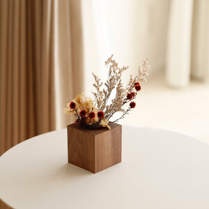 木製キャンドルホルダー キューブ型 ウォールナット LEDキャンドル専用