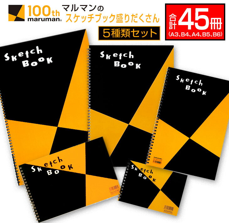 【ふるさと納税】【10月から寄附額改定】マルマン スケッチブック 盛りだくさん 5種類 セット A3 B4 A4 B5 B6 合計45冊 雑貨 日用品 文房具 画用紙 ノート 国産 リング製本 キャンバス イラスト 文具 筆記用具 画材 事務用品 ビジネスノート おすすめ 宮崎県 日南市 送料無料
