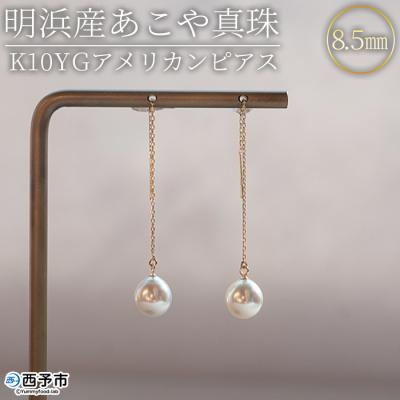 ふるさと納税 西予市 &lt;明浜産あこや真珠8.5mm　K10YGアメリカンピアス&gt;　パール　アクセサリー　ジュエリー