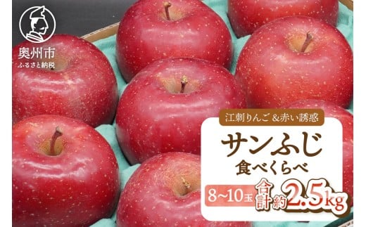 江刺りんご「サンふじ」＆赤い誘惑「サンふじ」 食べ比べセット 約2.5kg 12月下旬～1月上旬頃順次発送 江刺 赤い誘惑 フルーツ 果物 林檎 常温配送 期間限定 数量限定 [AQ099]