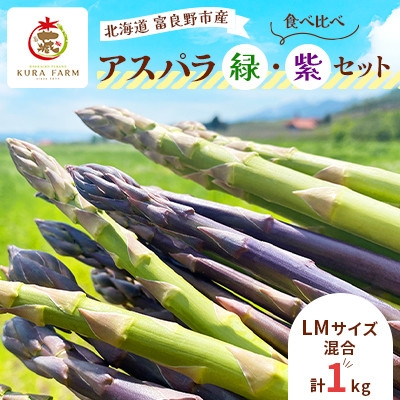 
                  ＜2027年発送＞富良野市産 アスパラ 緑・紫(LMサイズ混合 計1kg) 食べ比べ〈藏ファーム〉【1505718】
                