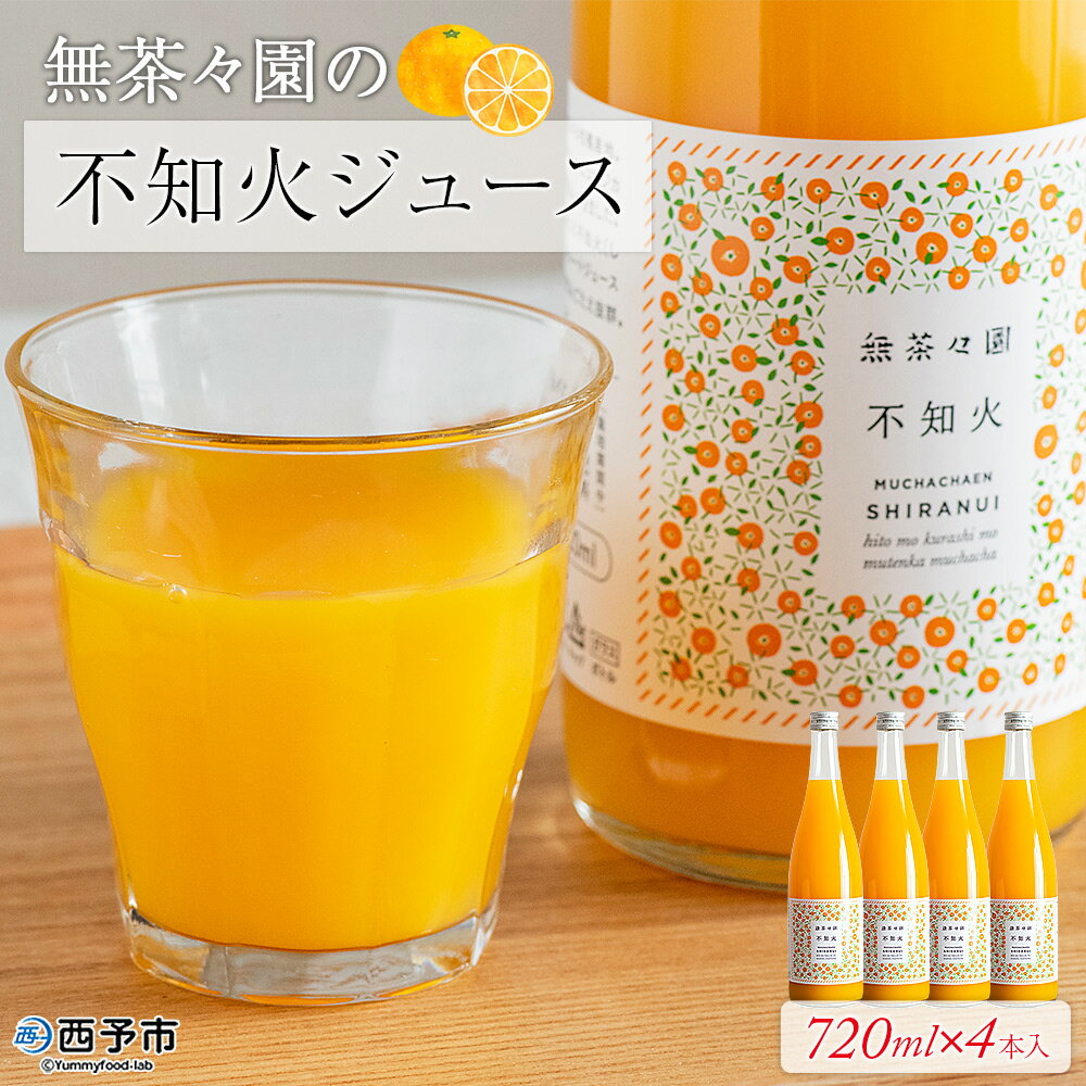 【ふるさと納税】＜無茶々園の不知火ジュース 720ml×4本＞ 柑橘 果物 オレンジ フルーツ ストレート 果汁100% 不知火 しらぬい シラヌイ 丸ごと しっかりした甘み 甘味 濃厚 飲みごたえ 飲んで応援 特産品 無茶々園 愛媛県 西予市 【常温】『1か月以内に順次出荷予定』