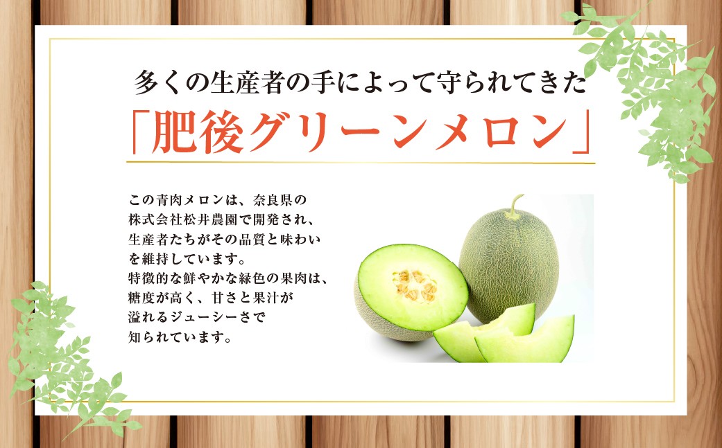 【2026年4月下旬発送開始】熊本市産 肥後グリーンメロン2玉４L以上 約4kg