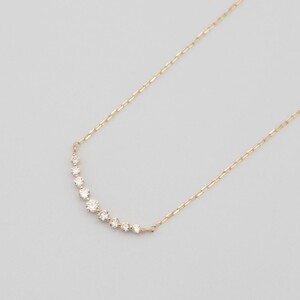 K18 0.1ct ダイヤモンド アーチペンダントネックレス　FHH-019833