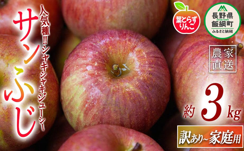 
            りんご 葉とらず サンふじ 家庭用 〜 訳あり 3kg フレッシュフルーツミカズキ 沖縄県への配送不可 2025年11月下旬頃から2026年1月下旬頃まで順次発送予定 令和7年度収穫分 傷 不揃い リンゴ 林檎 果物 フルーツ 信州 長野 12000円 予約 農家直送 長野県 飯綱町 [1667]
          