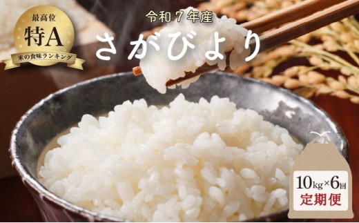 【12/20 受付まで年内配送】令和7年産 さがびより 10kg×6回定期便 ／米 お米 返礼品 飯 ごはん 弁当 銘柄米 白米 県産米 佐賀県産 国産米 精米 ブランド米 おにぎり 国産 食品 人気 おすすめ ふるさと納税米 精白米 主食 ご飯