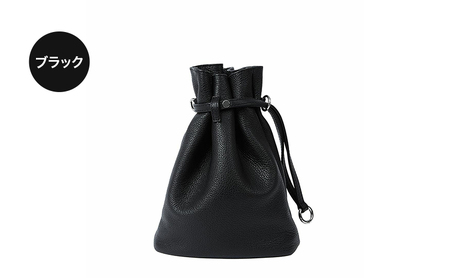 ソフトシュリンクレザー 巾着ポーチ 小物 巾着 ポーチ 底マチ ブラック グレー 牛革 レザー 東京都 文京区 グレー