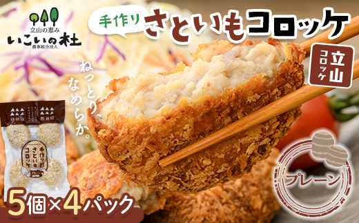 
立山コロッケ プレーン 5個×4パック 里芋 コロッケ 揚げ物 おかず お弁当 おつまみ 惣菜 小分け 冷凍 食品 農事組合法人いこいの杜 F6T-167
