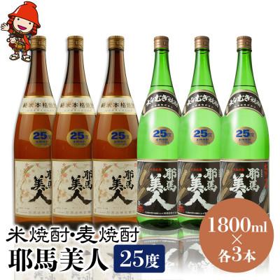 ふるさと納税 中津市 米焼酎・麦焼酎　耶馬美人25度　1,800ml×各3本