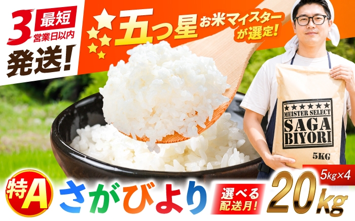 
                  【選べる配送月】【新米・令和8年産 先行予約】さがびより白米 20kg（5kg×4袋）| おこめ ごはん 米 お米 白米 こめ コメ ブランド米 精米 国産 お米 せんまい 特A 新生活 お祝い ギフト 仕送り| 吉野ヶ里町/大塚米穀店[FCW038]
                