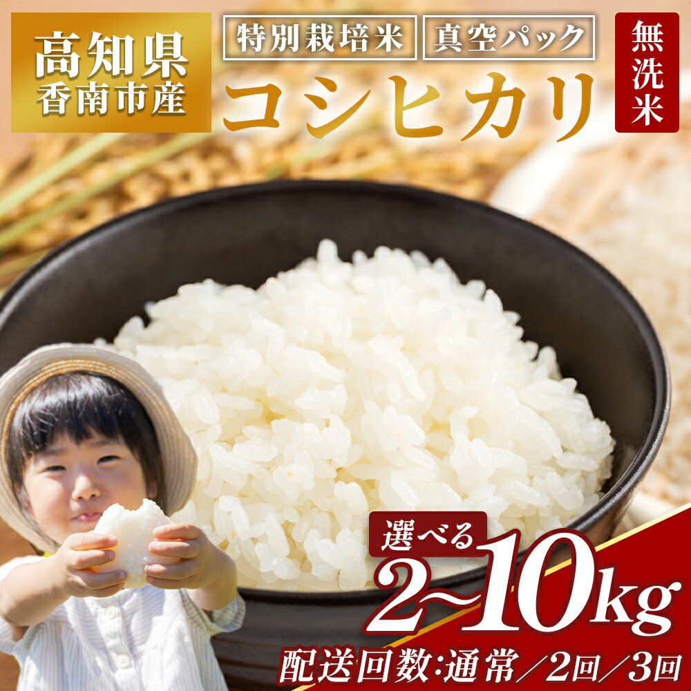 【ふるさと納税】令和7年産 無洗米 コシヒカリ 特別栽培米 真空パック（内容量：計2kg～約10kg）(定期便：1/2/3回)- 国産 米 お米 2キロ こしひかり 白米 どうぞ ごはん おにぎり ご飯 防災 非常食 備蓄 kome 高知県 香南市【常温】