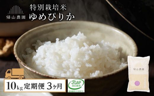 【令和7年産新米予約】【3カ月定期便】特別栽培米産地直送「ゆめぴりか 10kg」《帰山農園》