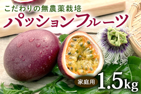 【 先行予約 2026年 発送 】こだわりの無農薬栽培 パッションフルーツ 1.5kg ＜ご家庭用＞ 果物 フルーツ くだもの 1.5キロ 沖縄 果実 南国フルーツ 沖縄県産 美味しい 甘い あまい 甘み 酸味 爽やか 産地直送 農家直送 産直 家庭用 沖縄県 糸満市 8-3