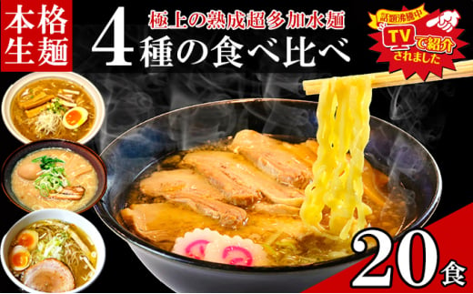 只見生らーめん 20食 【4種の食べ比べスープ付】 ラーメン 本格 生麺 太麺 熟成多加水麺 ご当地ラーメン [№5633-0277]