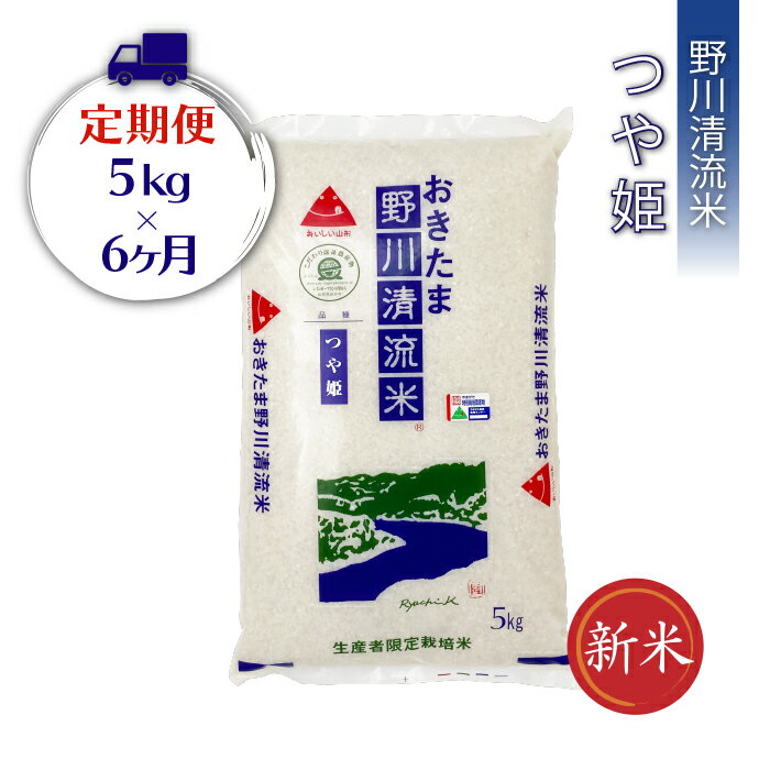 【ふるさと納税】【定期便6ヶ月】【令和7年産新米】【特別栽培米】野川清流米「つや姫」5kg×1袋×6ヶ月_A119(R7)