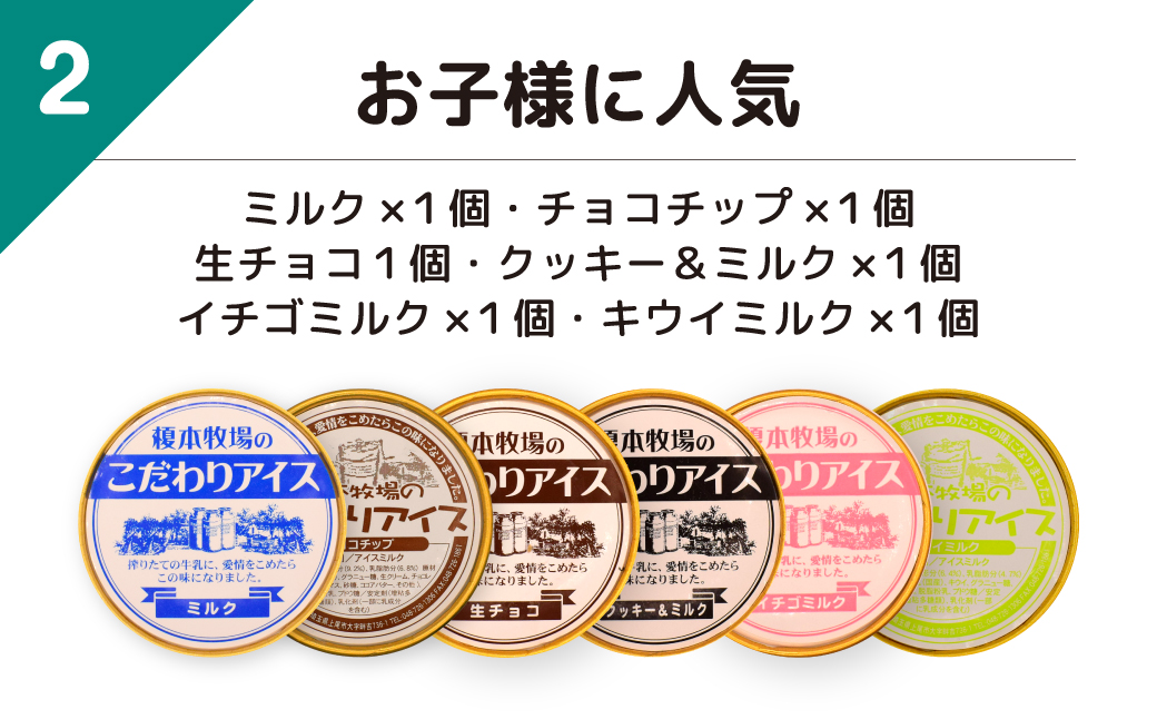 榎本牧場のこだわりジェラート お子様に人気セット 6個 (ミルク、チョコチップ、イチゴミルク、生チョコ、クッキー＆ミルク、キウイミルク) | 埼玉県 上尾市 アイス スイーツ デザート 夏 涼 新鮮ミ