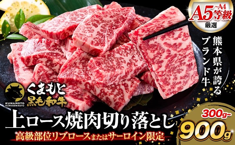 
                  牛肉 A4～A5等級 黒毛和牛 切り落とし くまもと黒毛和牛 上 ロース 焼肉切り落とし 300g 600g 900g《30日以内に出荷予定(土日祝除く)》熊本県 長洲町 上ロース 焼肉用 焼肉 肉 お肉 和牛 A5 A4 300g 小分け リブロース サーロイン
                